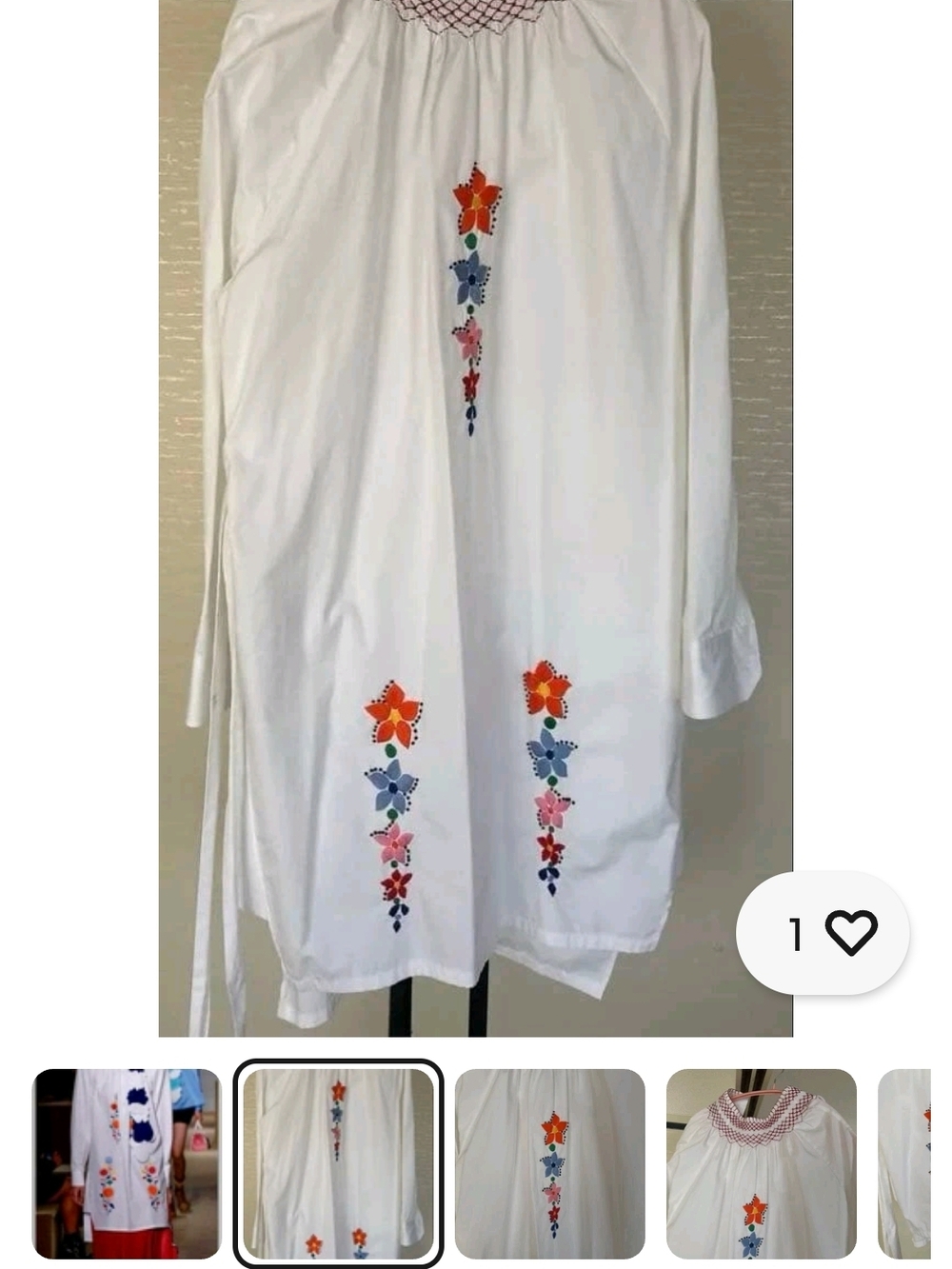 Prada White Cotton Blouse with Red Accent Stitching